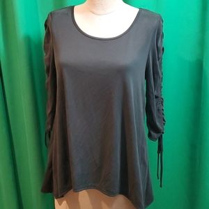 Black mid length sleeve top